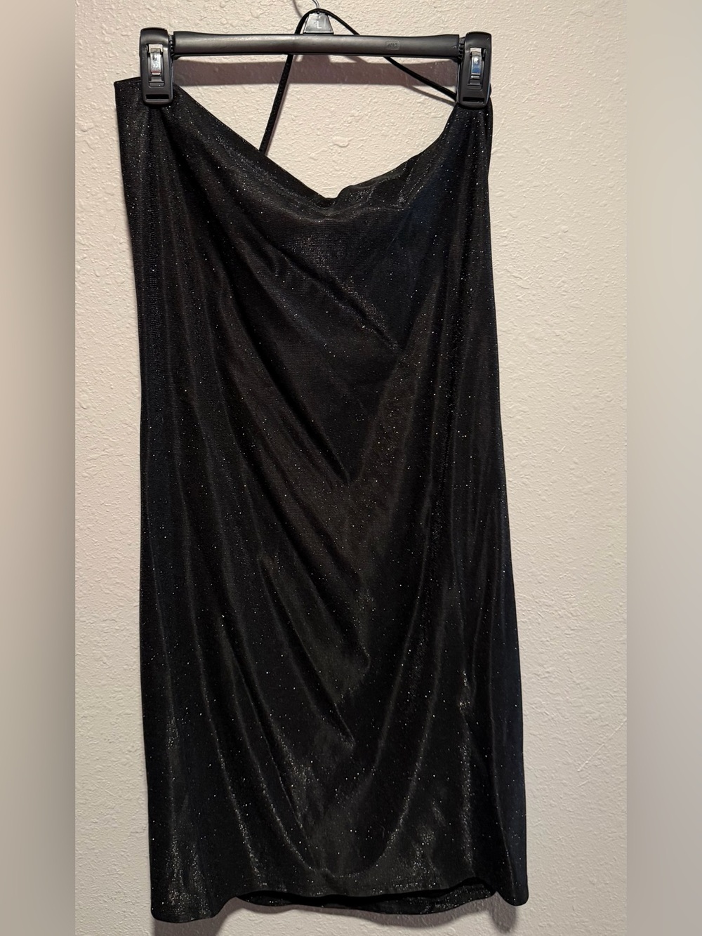 SHEIN Black Glitter Backless Slip Dress